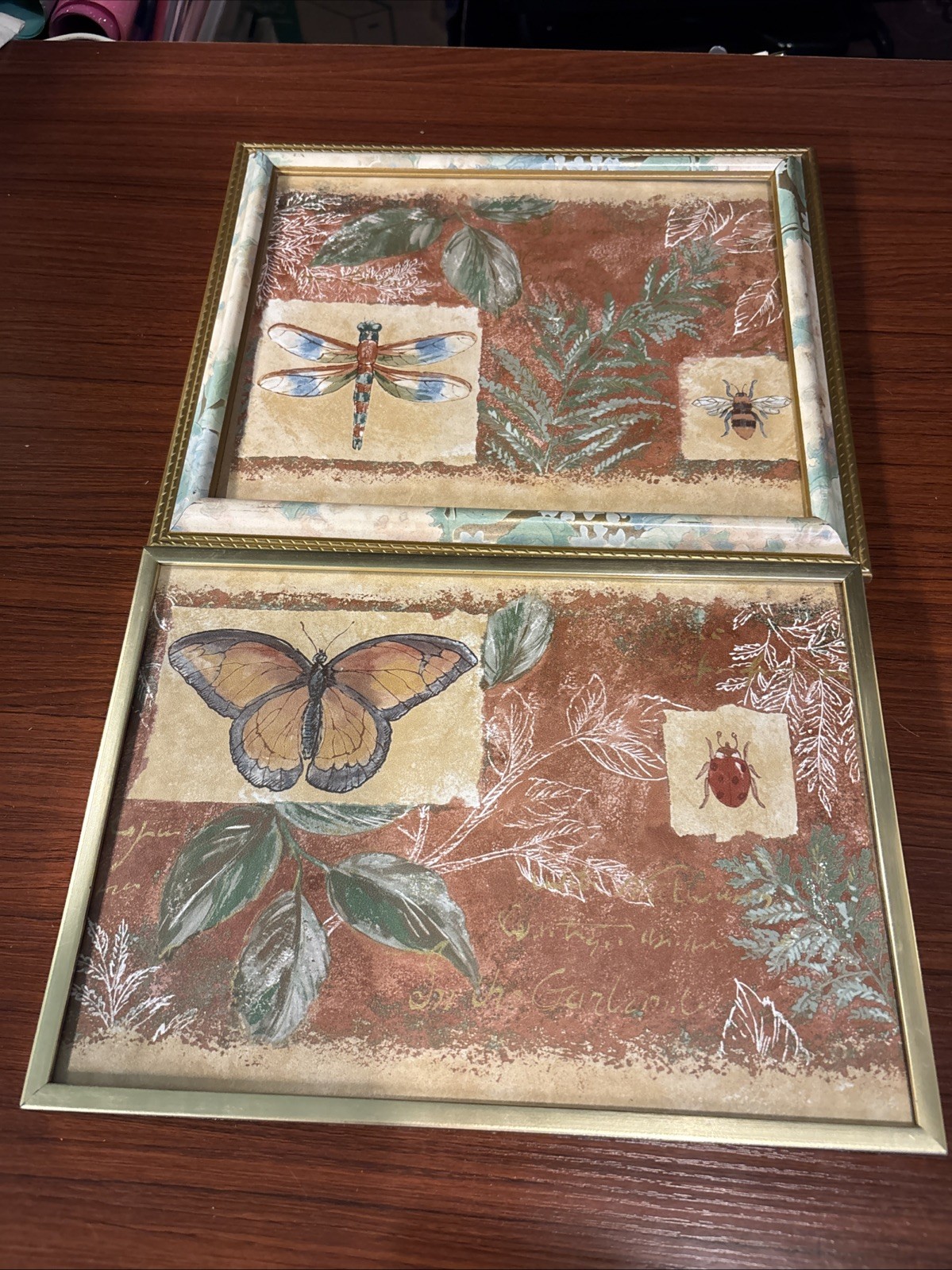 Set Of 2 Nature Themed Wall Hanging Vtg Print Cottagecore Decor