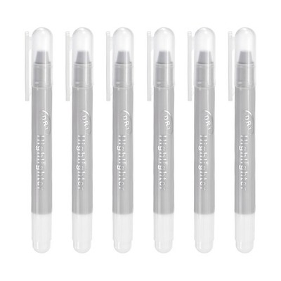 Solid Highlighters, 6 PCS Twistable Fluorescent Highlighter Markers, Light Grey