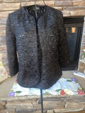 NWT Alex Evenings 2 piece Jacket and Top Size M Black w/Sequins