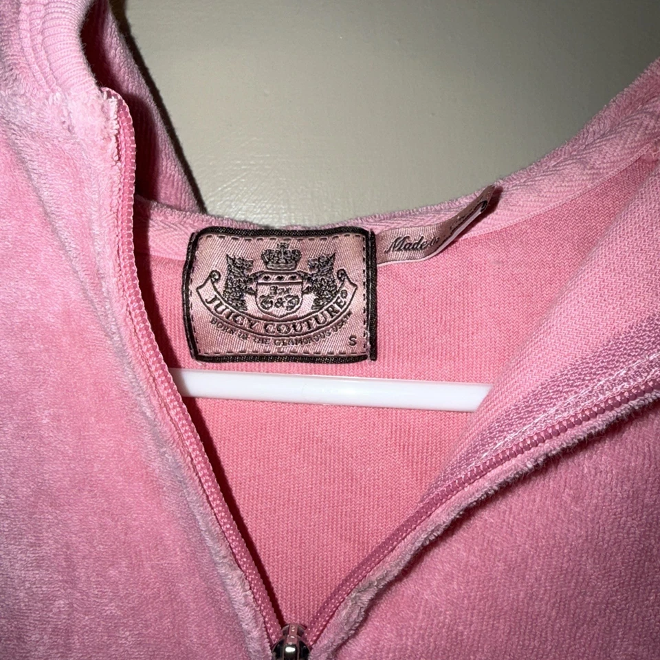 Sudadera con capucha de tela de felpa Juicy Couture talla S rosa salón preppy de colección Y2K Foto 2 de 3