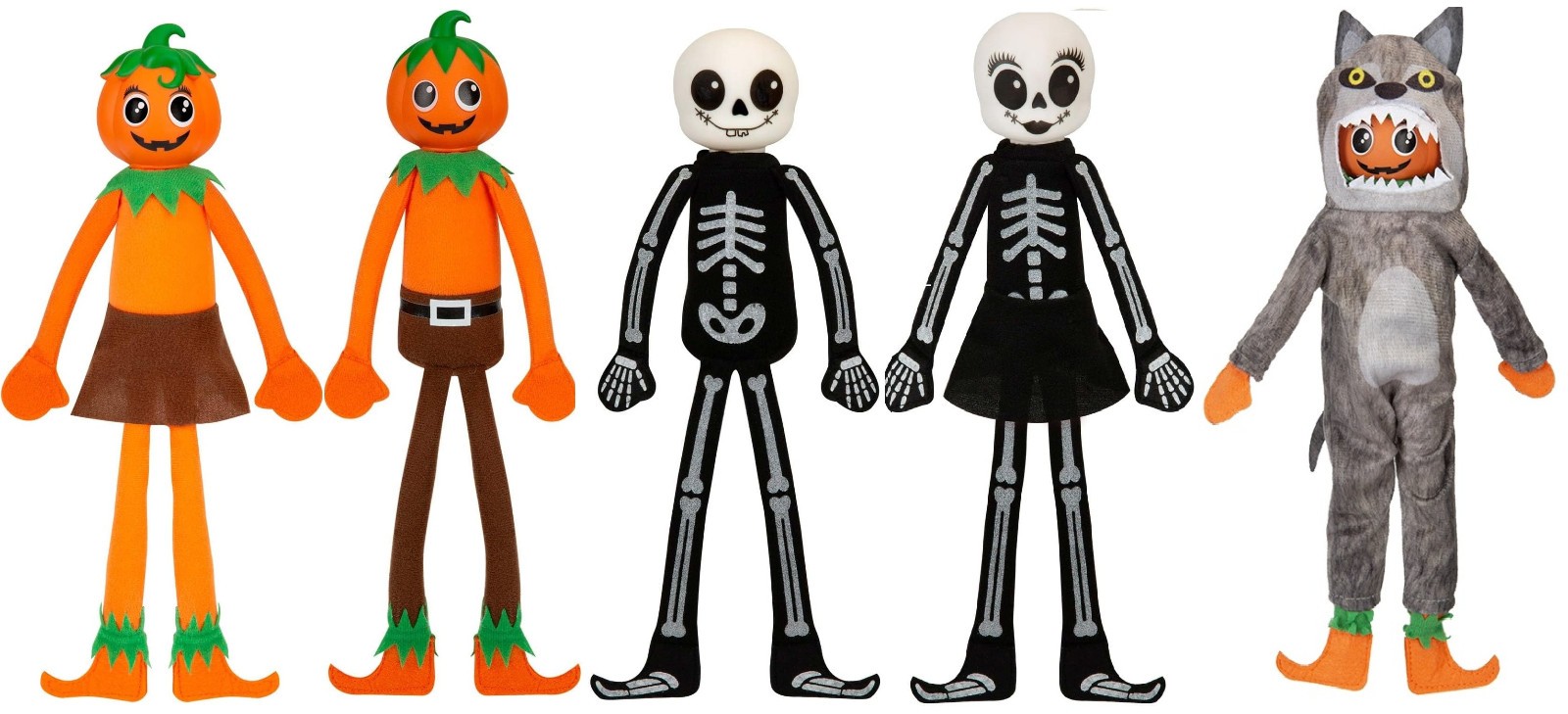 Halloween The Boo Crew Dolls 30cm Skeleton & Pumpkin Plush Figure & Costume Toys