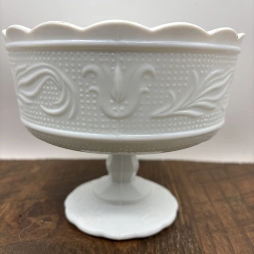 Vintage E.O. Brody Co #M6000 White Milk Glass Pedestal Compote/Bowl U.S.A.