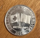 2014 METALOR 1 TROY oz . 999 FINE SILVER SILVER ROUND