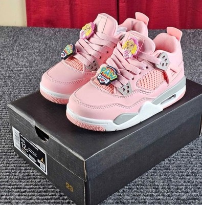 Nike Air Jordan 4 RETRO Pink Thunder Kids Sneakers SZ 12C Paw Patrol Pink New