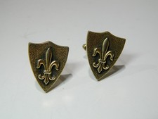 Vintage fancy gold tone Fleur-de-Lis on shield Cufflinks
