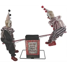 3 Ft Animated See-Saw Clown Halloween Prop with Music & Motion – Creepy Vintage