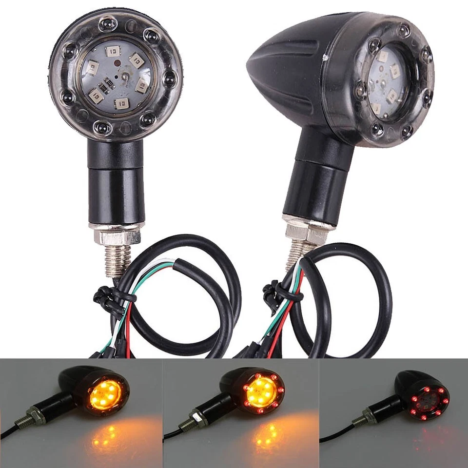 Motorcycle LED Turn Signal Light Blinker Amber For Harley Honda Suzuki Yamaha Foto 3 de 4