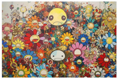 Takashi Murakami Smiling Flower Field Contemporary Art Poster
