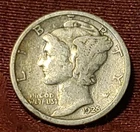 1925-D Mercury Dime 90% Silver, Free Shipping