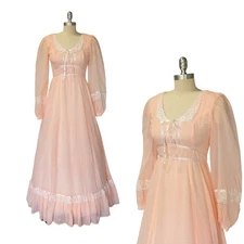 Gunne Sax Pink Maxi Dress Size 9 S Romantic Prairie Milkmaid Vintage 70s 