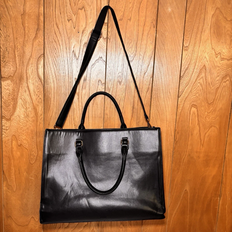 Bolso de Mano Nubily Negro Floral Cuero Repujado para Laptop 16” Bolso de Trabajo Dañado Foto 3 de 4