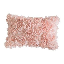 3D Rose Flower Pillow Cover Decorative 20" x 12" Pack of 1 Peach Pink