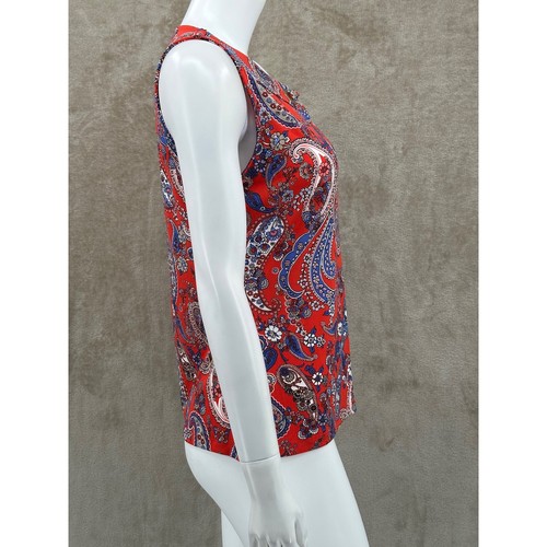 Tommy Hilfiger Top Damen Medium Orange Paisley Ärmellos Stretch Büro Arbeit - Bild 3 von 10