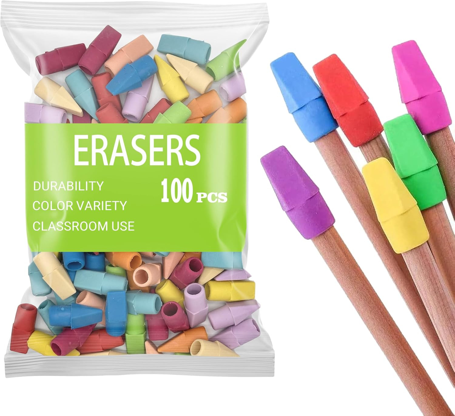 S Pulk 10 Color Mix Erasers Toppers For Latex Free