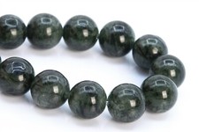 7-8MM Genuine Natural Deep Green Rutilated Quartz Grade A Round Loose Bead 7.5"