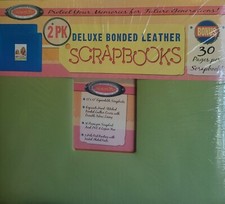 2-Memory Stor Deluxe Bonded Leather Scrapbooks Cream 30 Pgs Ea Lignin  PVC Free