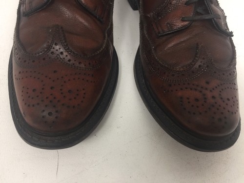 Vintage Florsheim Imperial Brown Pebble Leather Long Wing Tip Shoes Size 10 D - Picture 3 of 9