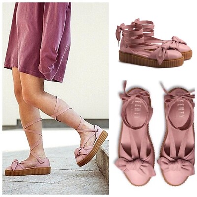 NWOB PUMA X Fenty By Rihanna Pink Bow Creeper Sandals Sz