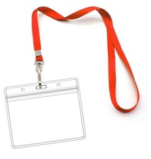 Lanyards with Id Holder Name Badges Waterproof 48 Pack Red Horizontal.