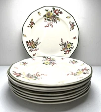 Royal Doulton Old Leeds Spray Salad Plates SET of 8 D3548 Antique  1913  7 3/8"