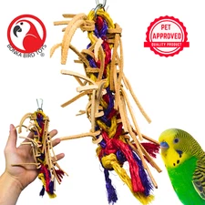 Bonka Bird Toys 2621 Small Leather Braid Chew Preen Parrot Cage Toy