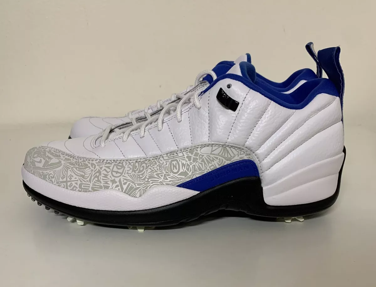 Nike Air Jordan 12 Low Golf Shoes NRG Laser Mens Sz 12.5 White Black Royal Blue