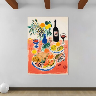 Stillleben Küche Wandbild Raoul Dufy Stil - Gerollter Wandbilddruck auf Leinwand