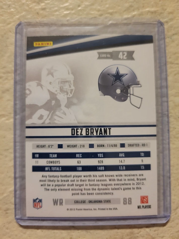 2012 Panini Rookies and Stars #42 Dez Bryant - Image 2 of 2