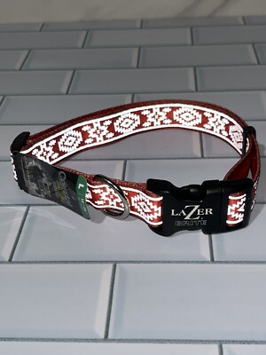 Coastal LazerBrite Orange Aztec Reflective Dog Collar Large 18 -26  NWT