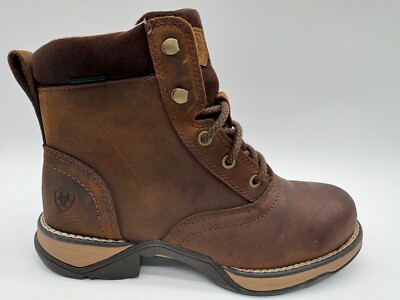 Semi new Ariat Anthem Round Toe Lacer Waterproof Boot Woman in BROWN SZ B 