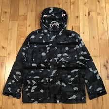 BAPE GRADATION CAMO SHARK HOODIE MASK JACKET Black A Bathing Ape Size M