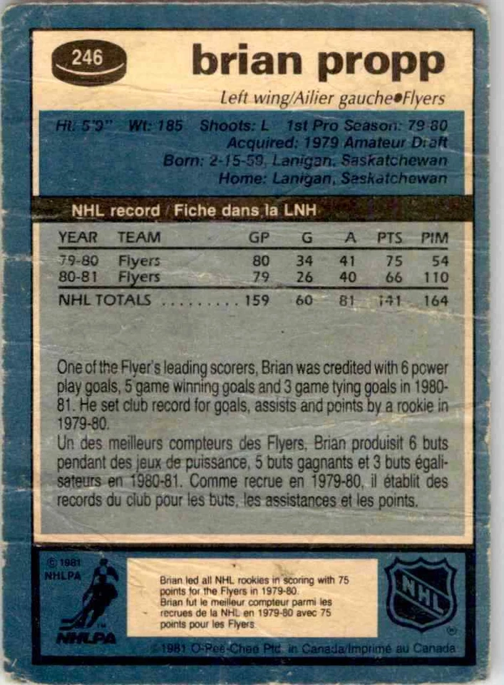 1981-82 O-Pee-Chee Brian Propp #246 - Image 2 of 2