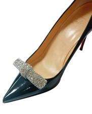 Silver Color Bow with Rhinestones Shoe Clip, Shoe Accessory, 1 pair