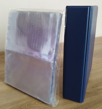 raccoglitore blu con 50 fogli trasparenti 2 tasche per cartoline banconote foto