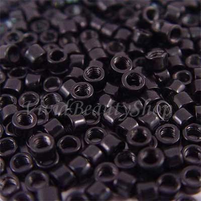 Black Screw Thread Micro Rings Bead Lock for I Stick Tip Human Hair Extensions