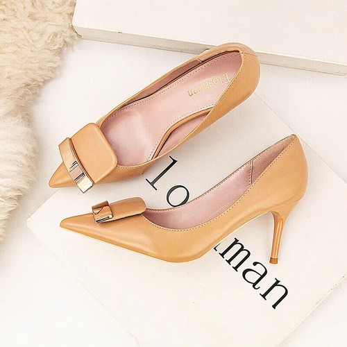 Décolleté alla moda donna punta tacchi alti tacchi a spillo scarpe da sposa slip on - Foto 8 di 19