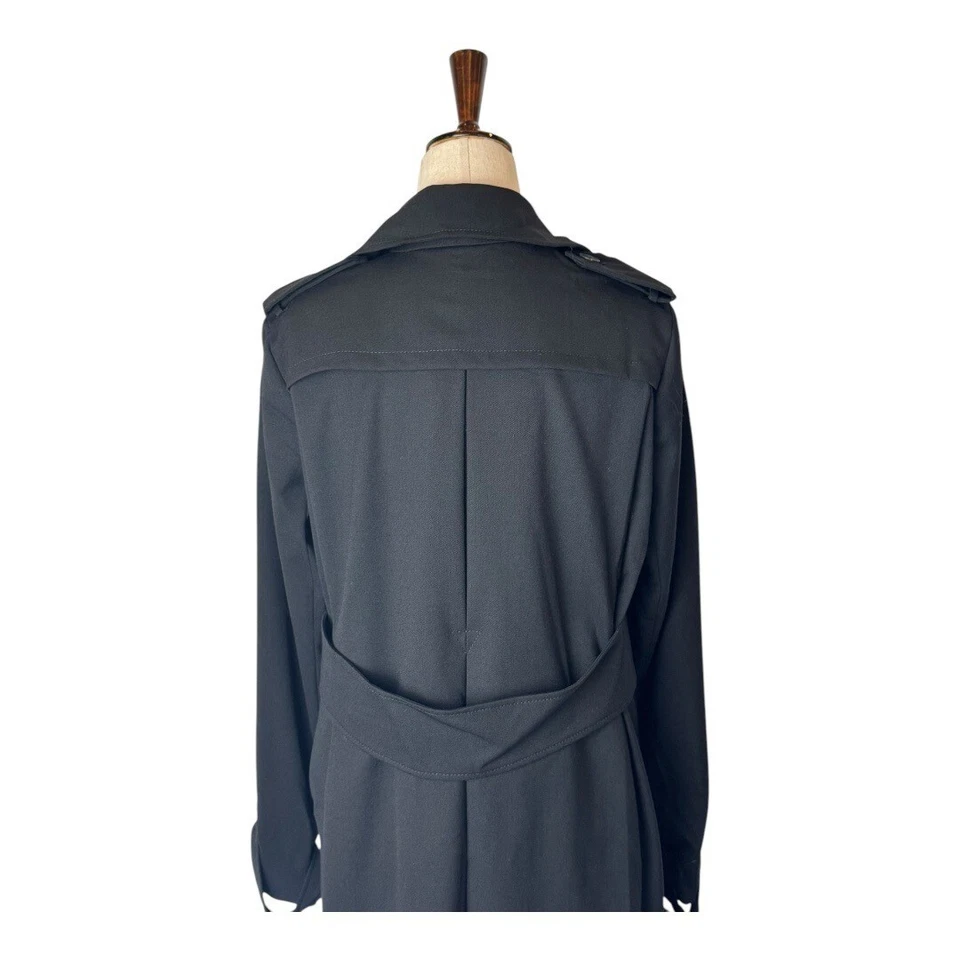 Abrigo Sandro para mujer mediano negro mezcla de lana doble botonadura gabardina de lujo Foto 4 de 4