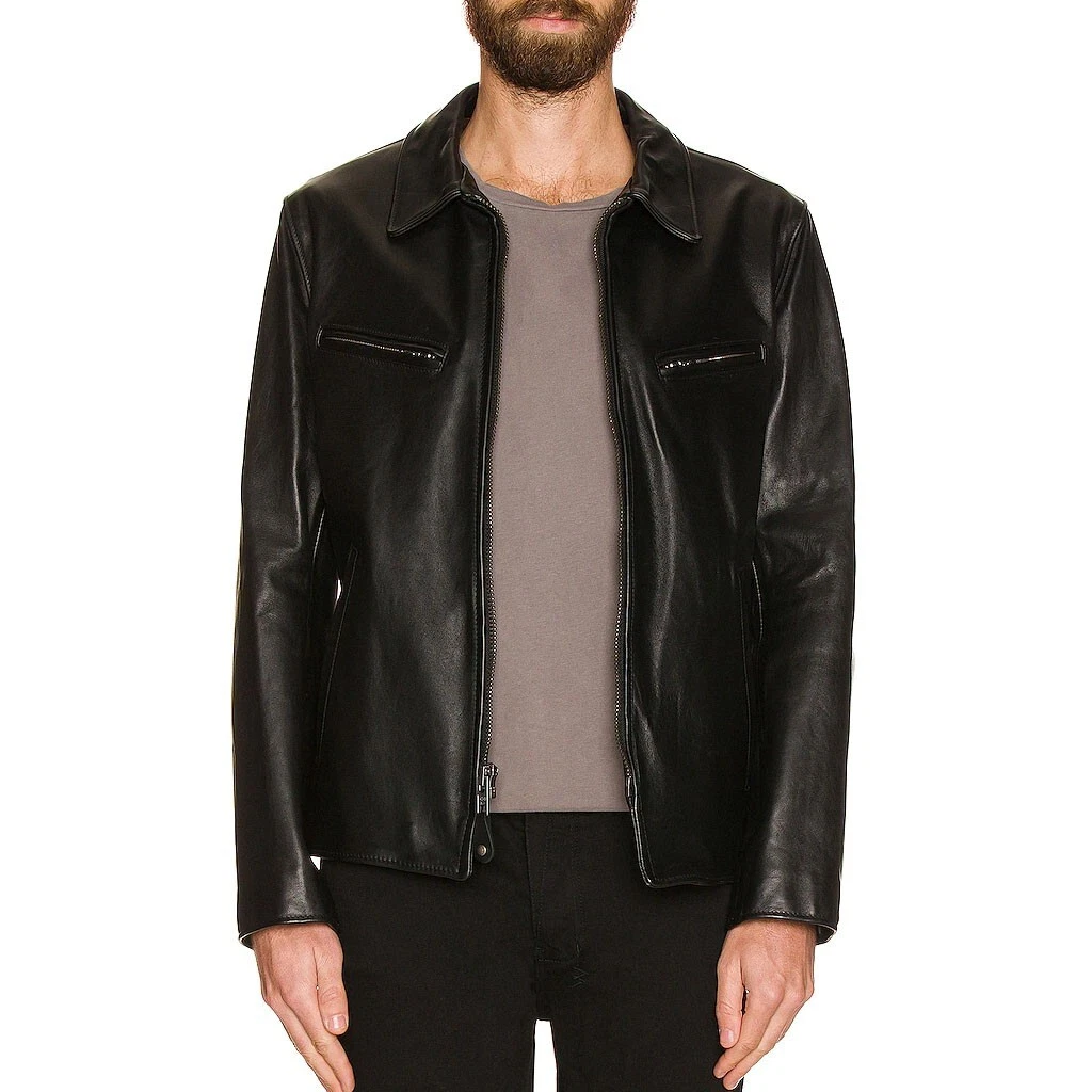 Mens Retro Leather Jacket Coats Men Motorcycle Casual Collar Zipper Outwear