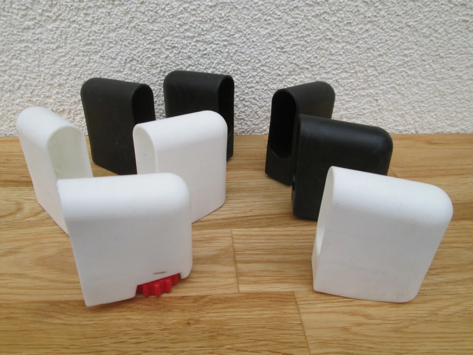 4er Set Fusskappen Bodenschoner / Versteller 50x20 mm Schwarz / Weiss Kettler