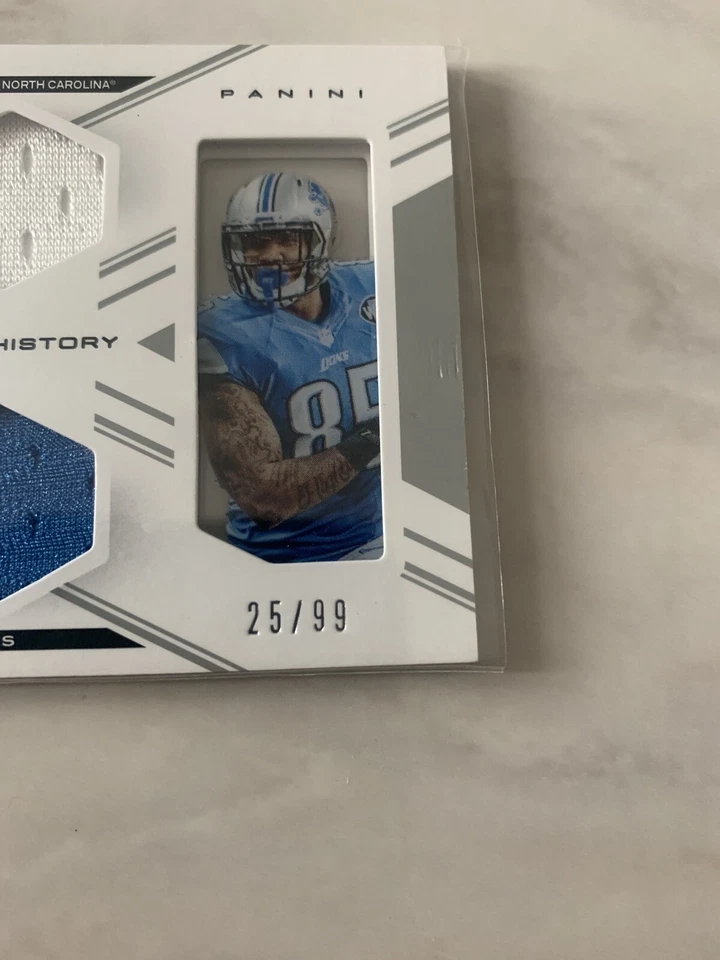 2015 Panini Clear Vision Football Clear History Eric Ebron Jersey #25/99 Lions - Image 2 of 3