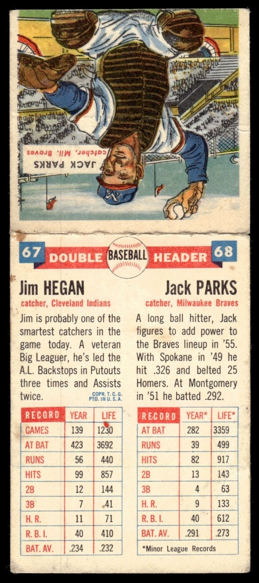 1955 Topps Double Header Jim Hegan/Jack Parks Cleveland Indians