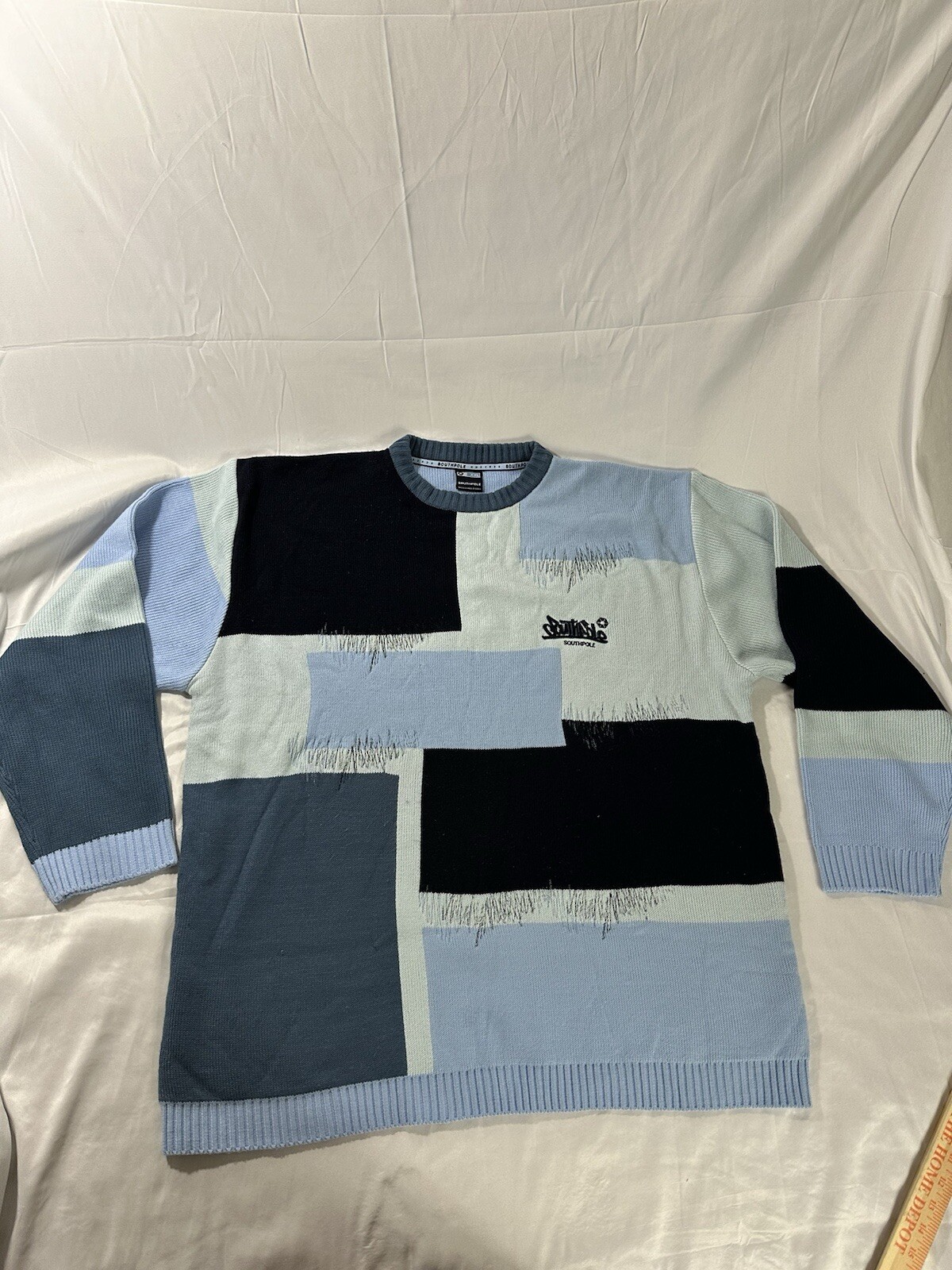 Vintage Southpole Blue Patchwork Pullover Sashiko… - image 11