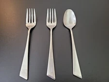 3pc LOT Towle Silver ANGLE Supreme 18/8 Stainless Steel Flatware Fork Spoon