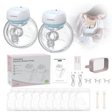 Dual Wearable Breast Pumps Electric Silent Portable Hands-Free Milk Pumping Kit