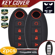 2Pcs Silicone Remote Key Fob Cover Case Chain For KICKS Rogue Frontier 4 Button