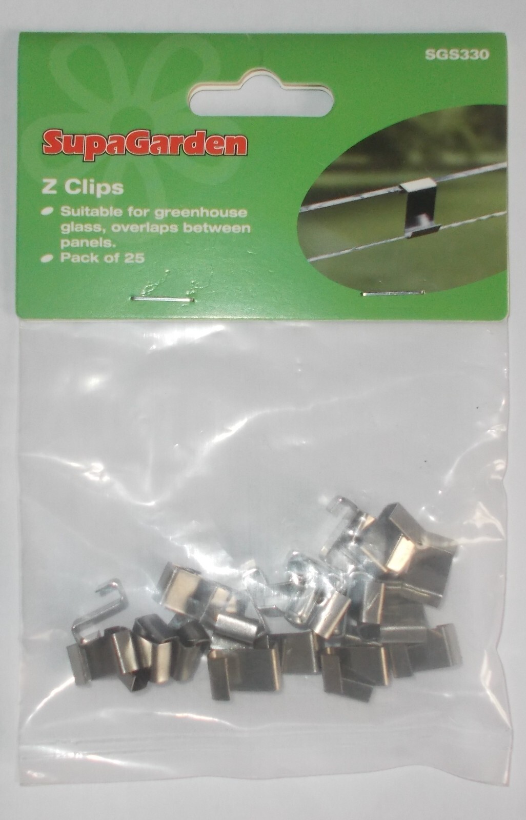 Greenhouse Glass Z Overlap Holding Glazing Metal Clips Pack 25 by Supagarden New