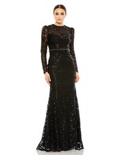 EMBELLISHED HIGH NECK LONG SLEEVE GOWN