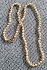 Vintage Faux Pearl Beaded Necklace w Gold Toggle Clasp J2 Knotted Beads — photo 5