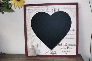 Postcard Blackboard with heart chalk board and pegs on a string