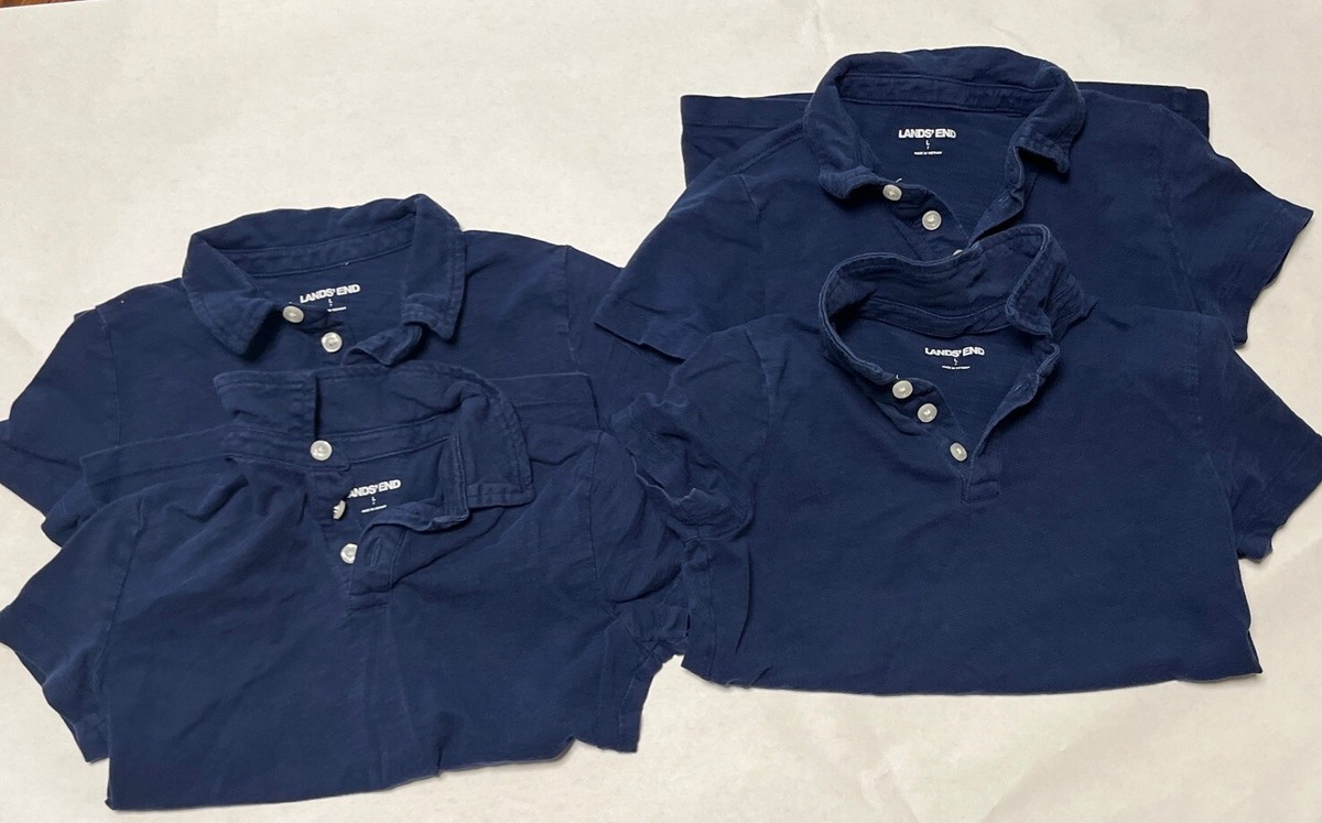 Lot Of 4 Boys size large seven Lands End school shirts navy